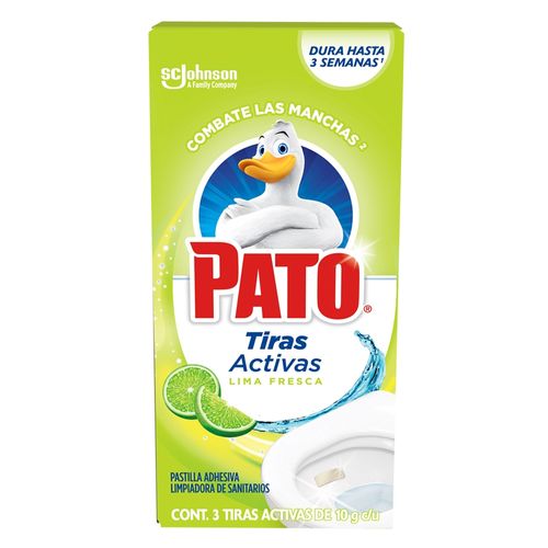 Limpiador Baño Pato Tiras Activas Lima Fresca Pastillas Sanitario - 3 Uds
