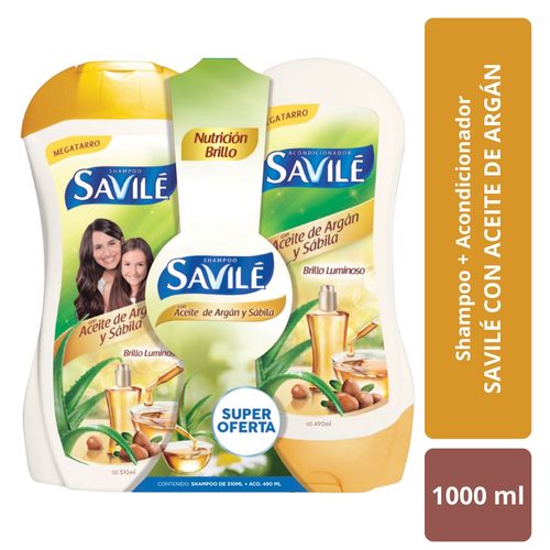 Shampoo + Acondicionador Savile Argan y Sabila - 1000 ml