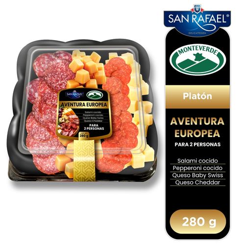 Platón San Rafael Aventura Europea Con Salami, Jamón Cerdo, Queso Gouda y Queso Parmesano - 280g