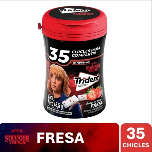 Chicle Trident botella sin azúcar sabor fresa 35 Uds - 45.5 g