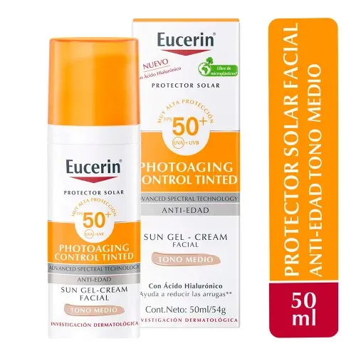 Protector solar facial Eucerin con color FPS 50 crema - 50 ml