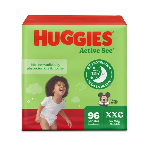 Pañales Huggies Active Sec Etapa 5/XXG  Más Comodida y Absorción - 96U