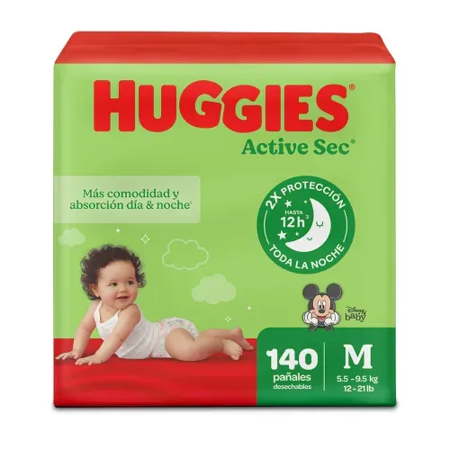 Pañales Huggies Active Sec Etapa 2M Más Comodidad y Absorción - 140Uds