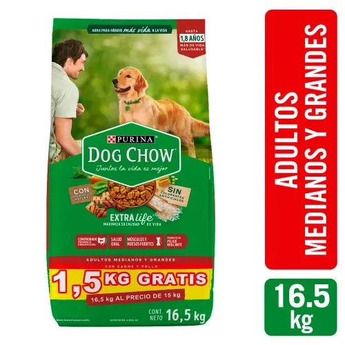 Alimento para perro Purina Dog Chow Adulto medianos y grandes 16.5 kg OFERTA