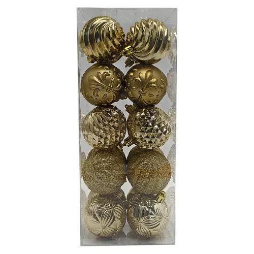 Esferas Holiday Time doradas 60 mm - 20 Uds