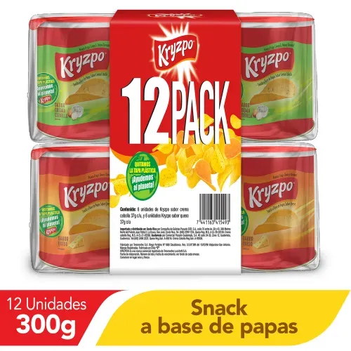 Papas Kryzpo crema-cebolla y queso 12 Pack - 444 g