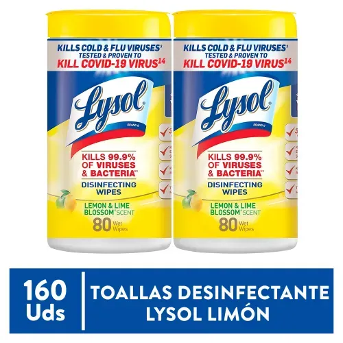 2pack Lysol Toalla Desinfec Citrus 160ea