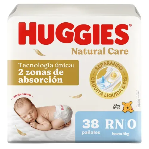 Pañales Huggies Natural Care Etapa 0/RN - 38 Unidades