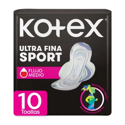 Toallas Femeninas Kotex Sport - 10 Unidades