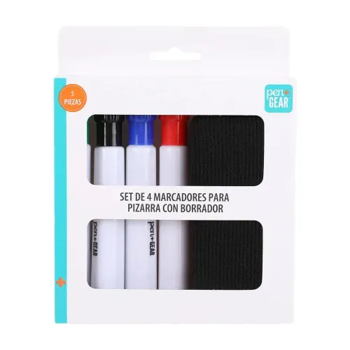Marcadores Pen Gear para pizarrón con borrador - 5 pzas