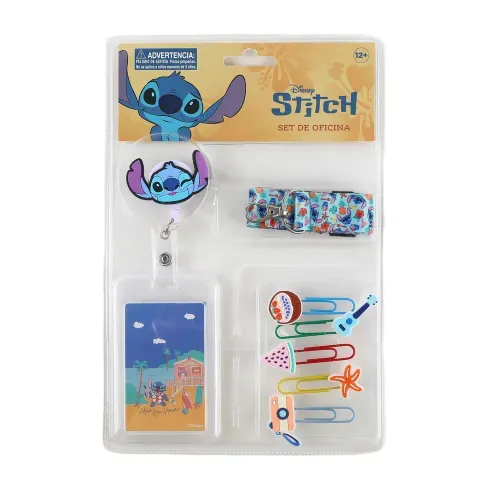 Kit de oficina Stitch clips y portagafete