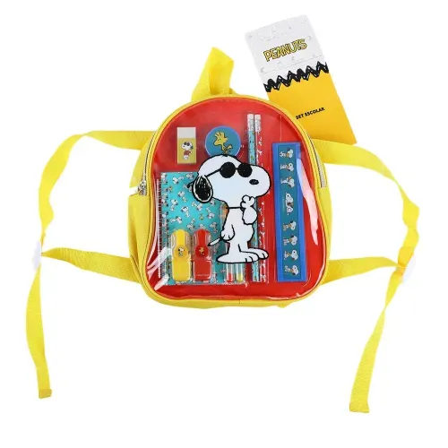 Mochila Snoopy con útiles escolares