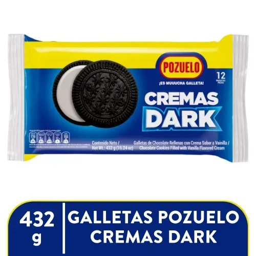 Galletas Pozuelo Cremas Dark 12s 432 g