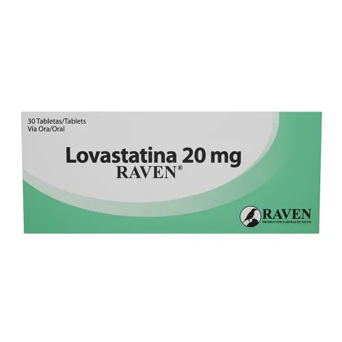 Lovastatina 20 mg caja 30 tabletas - Precio indicado por tableta