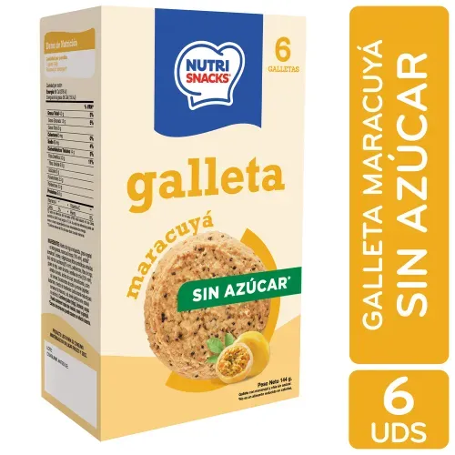 Galleta sin azúcar  Nutrisnacks Maracuyá y chía -6 uds/144g