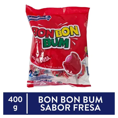 Paleta bonbon bum Colombina fresa rellena de chicle - 384 g
