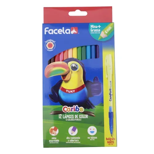 Lapices Colores Facela Caribe - 12 Unidad