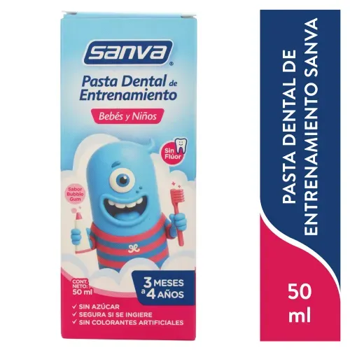 Crema Dental Sanva Para Bebés Y Niños ,Sin Flour 50Ml