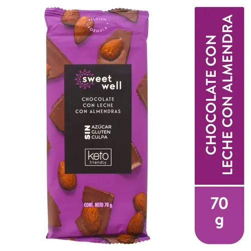Chocolate Sweetwell leche almendras - 70 g