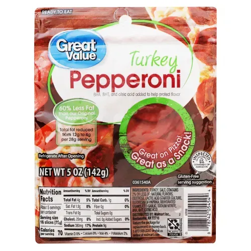 Pepperoni de pavo Great Value en rodajas - 142 g