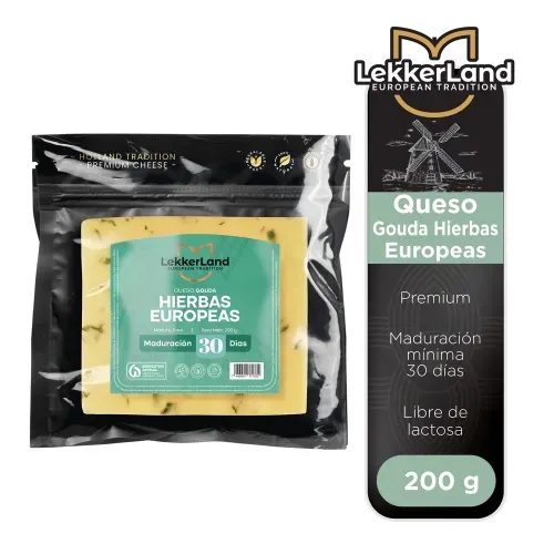 Queso Lekkerland Gouda Hierbas Europeas - 200 g