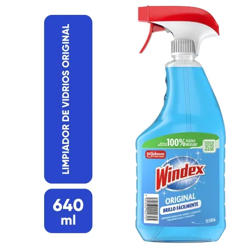 Limpiador Líquido Windex para Vidrios y Superficies - 640 ml