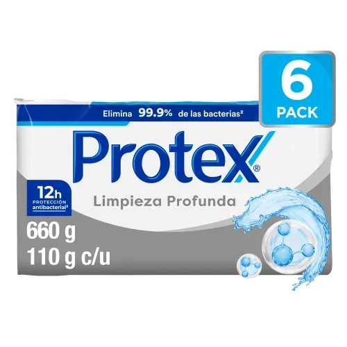 Jabón de Tocador Antibacterial Protex Limpieza Profunda 110 g 6 Pack