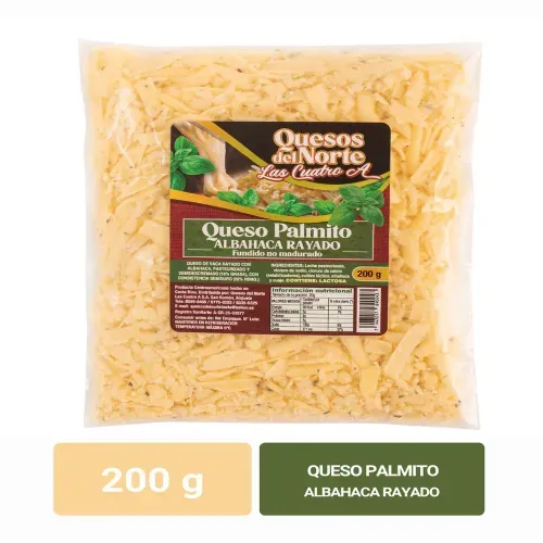 Queso Palmito Rallado Albahaca Quesos del Norte - 200 g