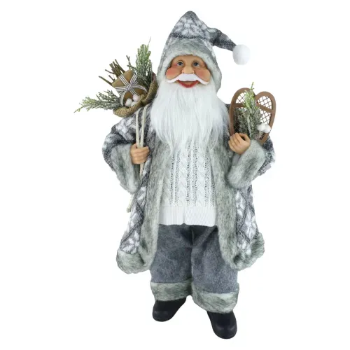 Santa Claus Holiday Time traje gris frío decoración Navidad - 45 cm