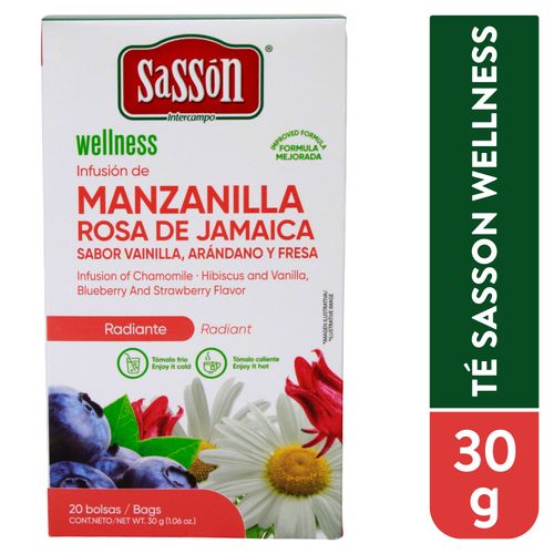 Té Sasson Wellness Manzana Jamaica Y Arándanos -30 g