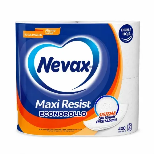 Papel Higiénico Nevax Maxi Resist econorollo hoja doble - 4 Rollos