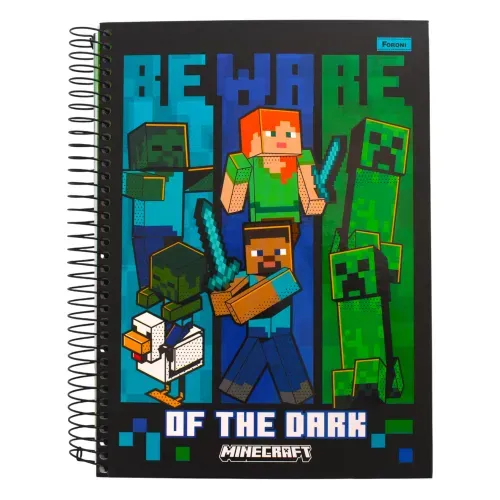 Cuaderno de espiral Foroni con tapa dura y diseño de Minecraft - 160 hojas