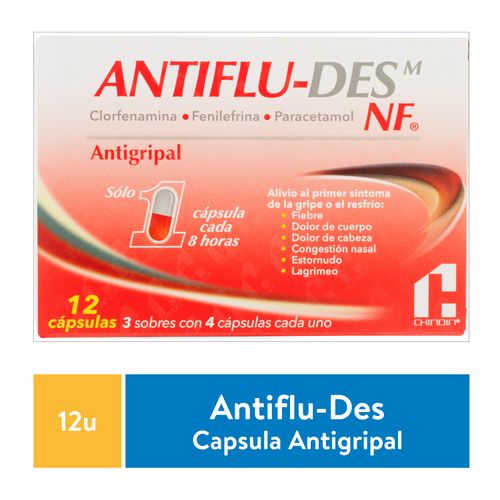 Antifludes Antigripal, Caja 12 Cápsulas