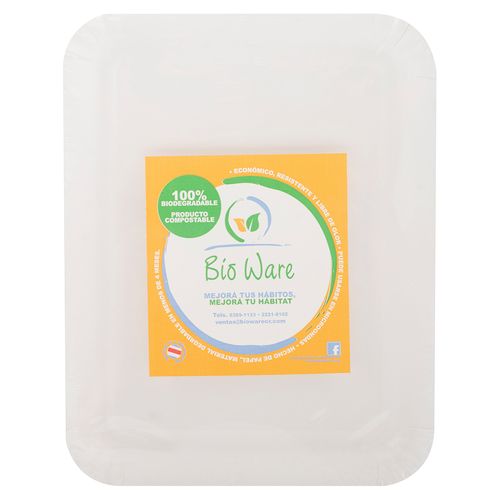 Bandeja Bioware Papel Desechable - 12 Unidades