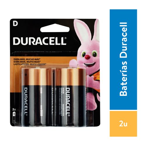 Batería Duracell Alcalina Grande D - 2 Unidades