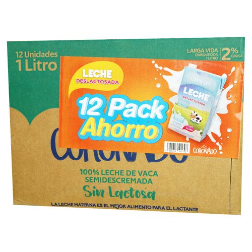 12 Pack Leche Coronado Uht Deslactosada 2% Grasa- 12000Ml