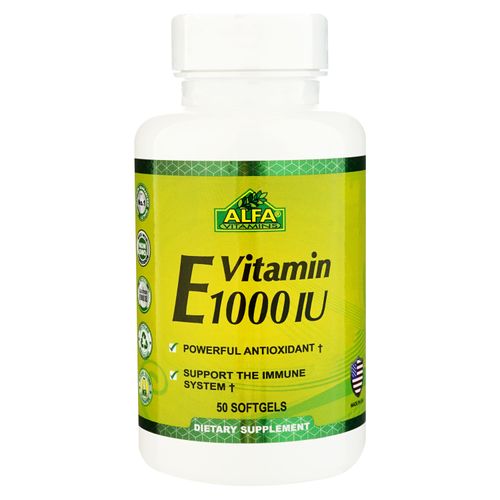 Vitamina E Alfa Vitamins1000 IU frasco 50 cápsulas - Precio indicado por frasco
