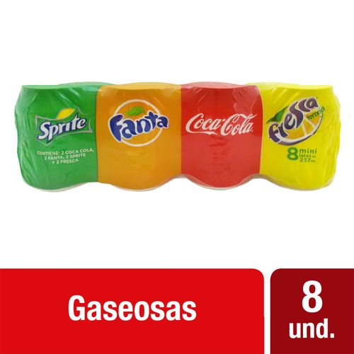 Gaseosa Coca Cola+Sprite+Fanta+Fresca mini lata - 1896 ml