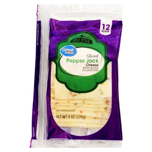 Queso Great Value Pepper Jack Rodajado -226gr