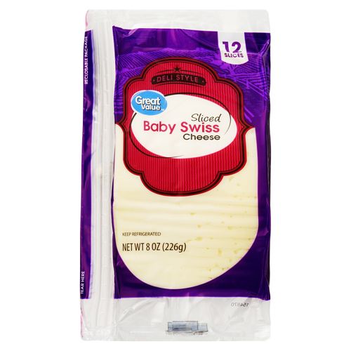 Queso Great Value Baby Swiss Rebanadas -227gr