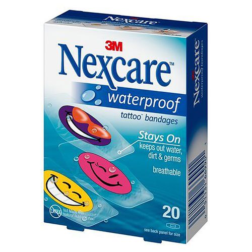 Curita Nexcare waterproof tatoo - 20 Uds