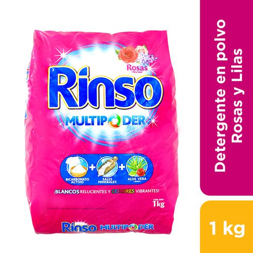 Detergente en polvo Rinso multipoder rosas y aloe vera - 1 kg