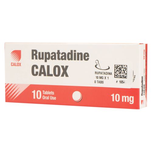 Antihistamínico Rupatadina Calox 10 mg caja 10 tabletas - Precio indicado por tableta