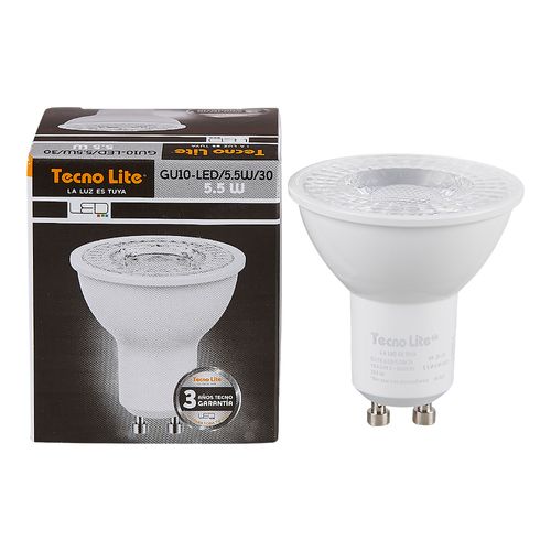 Bombillo Tecnolite LED GU10 5.5W 100-240V 3000K350LM
