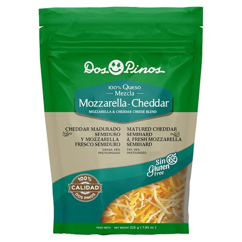 Queso Dos Pinos rallado mozzarella y cheddar - 225 g