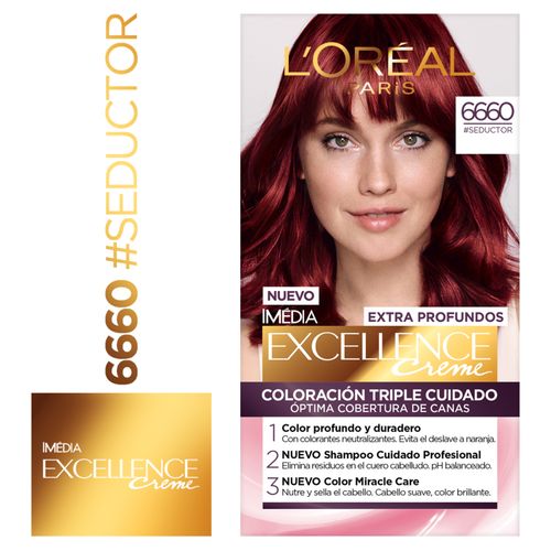 Tinte para el cabello Permanente L'Oréal Paris Excellence Creme Tono 6660 rojo ex profundo