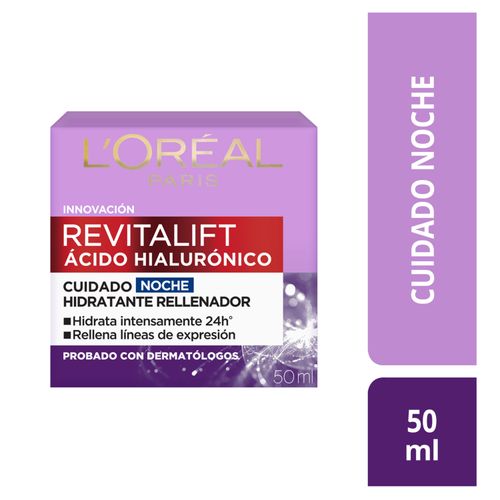Crema Noche Hidratante L'Oréal París Revitalift Acido Hialurónico -50ml