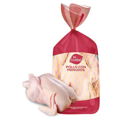 Pollo Entero Con Menudos Don Cristobal, Empacado, Precio indicado por Kilo