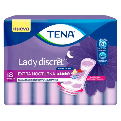 Toallas Para Incontinencia Tena ® Lady Discret Extra Nocturna - 8 Unidades