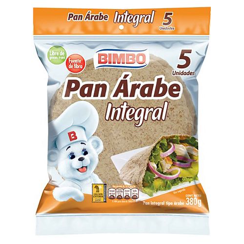 Pan árabe Bimbo integral fuente de fibra libre de grasas trans - 380 g